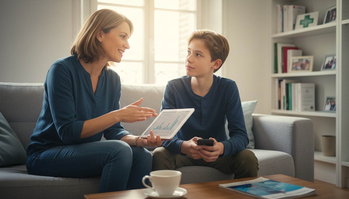 Un parent discutant avec son adolescent