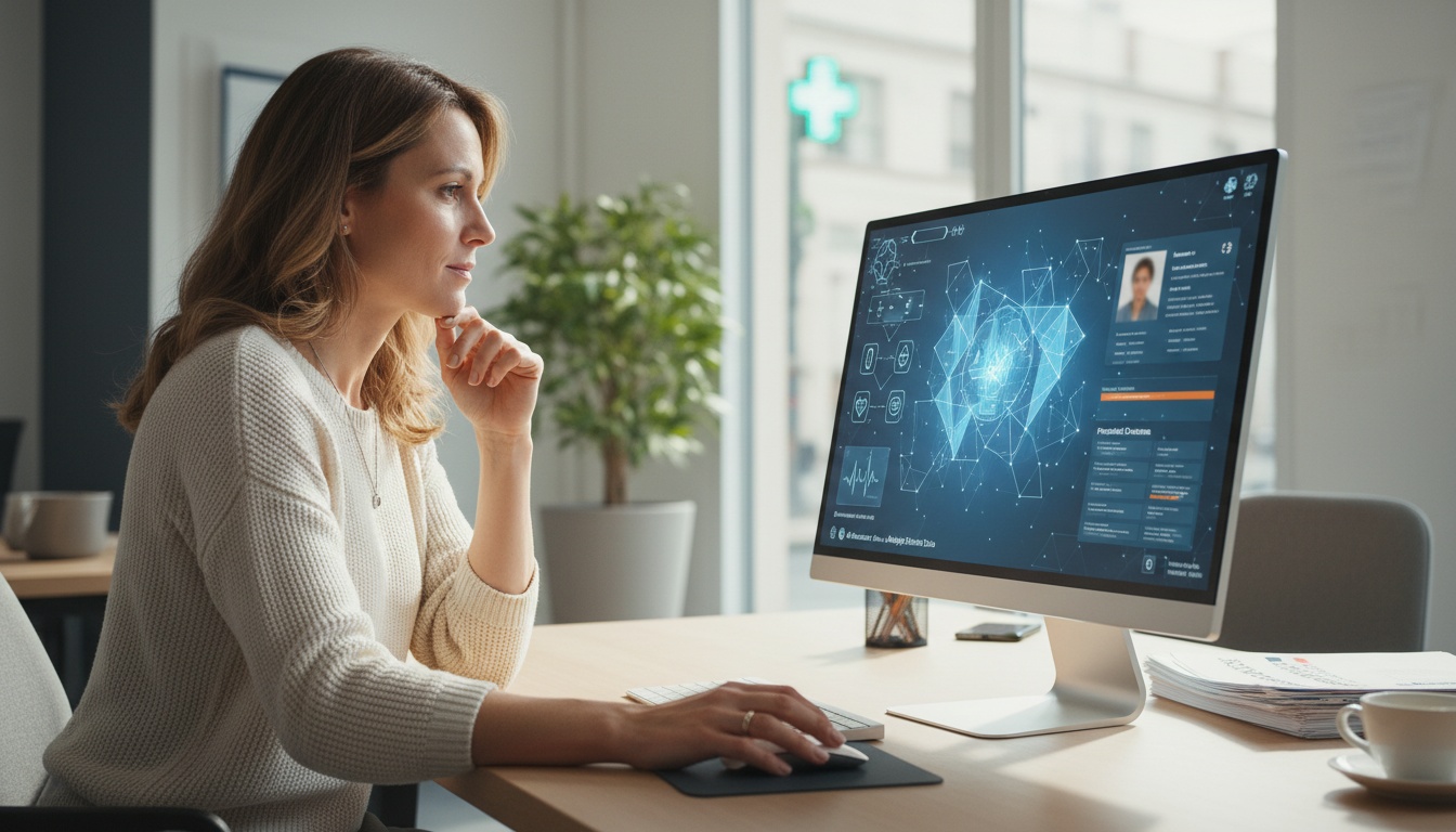 Une personne face à une interface IA