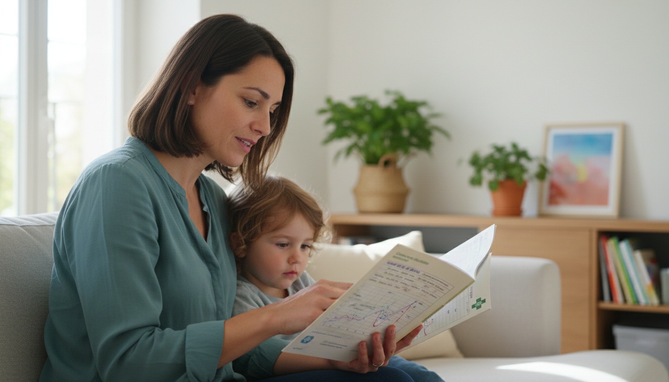 Un parent consultant le carnet de santé