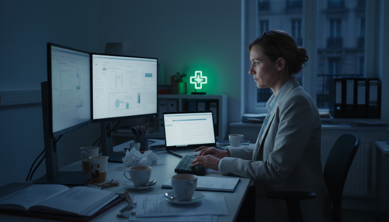 Un professionnel travaillant toute la nuit