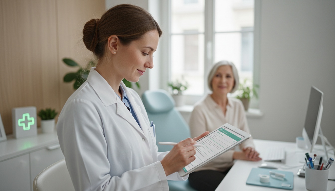 Un médecin utilisant une ordonnance numérique