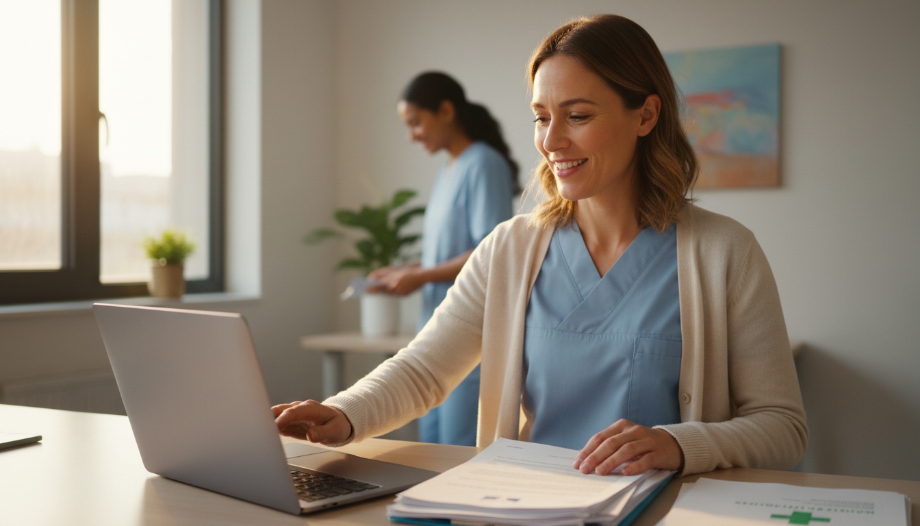 Un professionnel quittant le travail sereinement