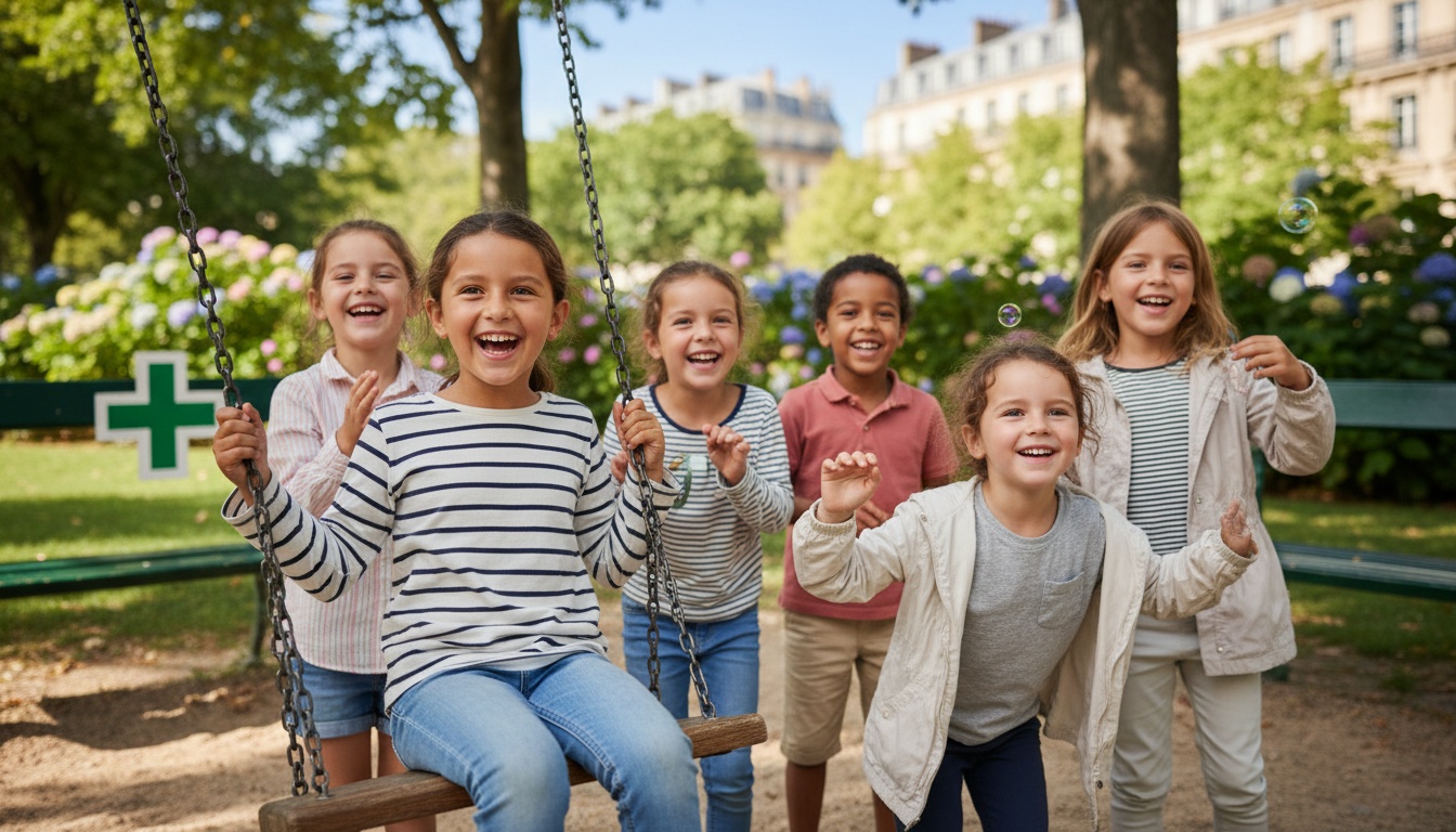 Des enfants en bonne santé jouant ensemble